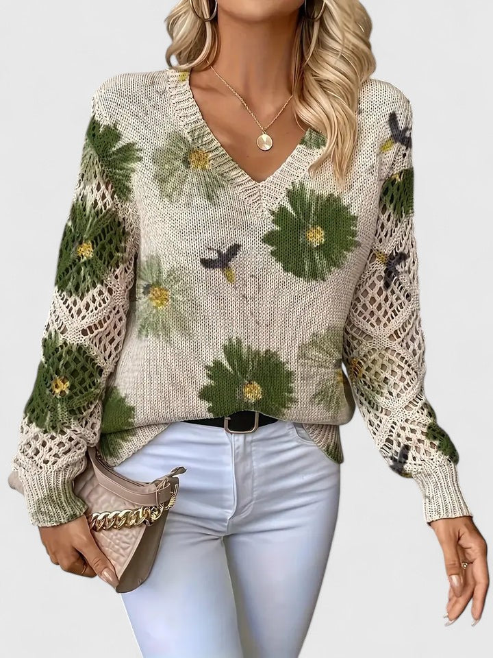 Beatrice | Maglione Floreale Traforato - Aurella Milano