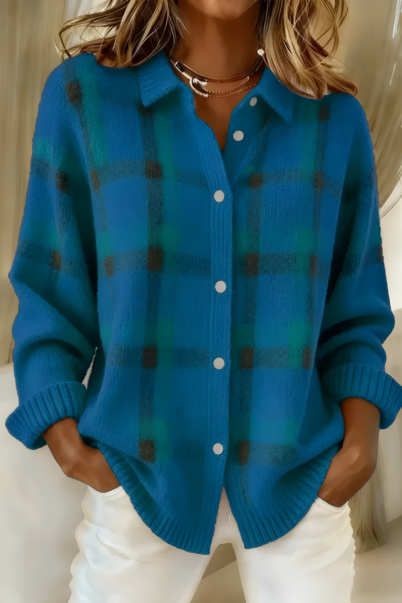 Cardigan a quadri Arancione | Aurella Milano