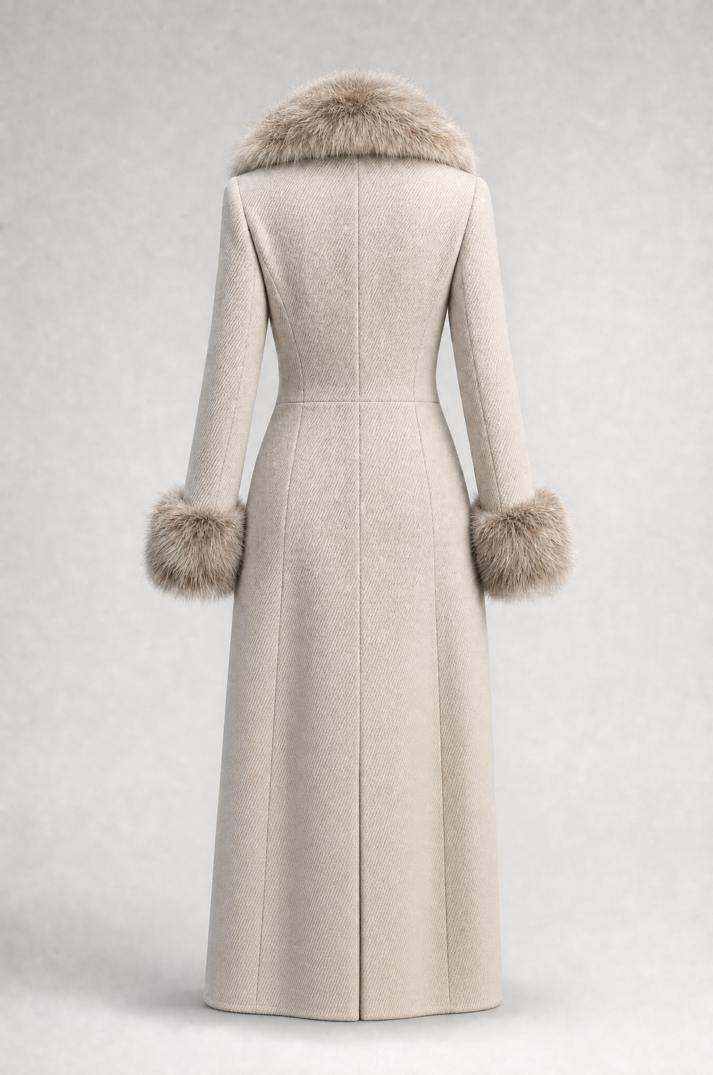 Bianca | Cappotto Doppiopetto in Misto Lana con Ecopelliccia