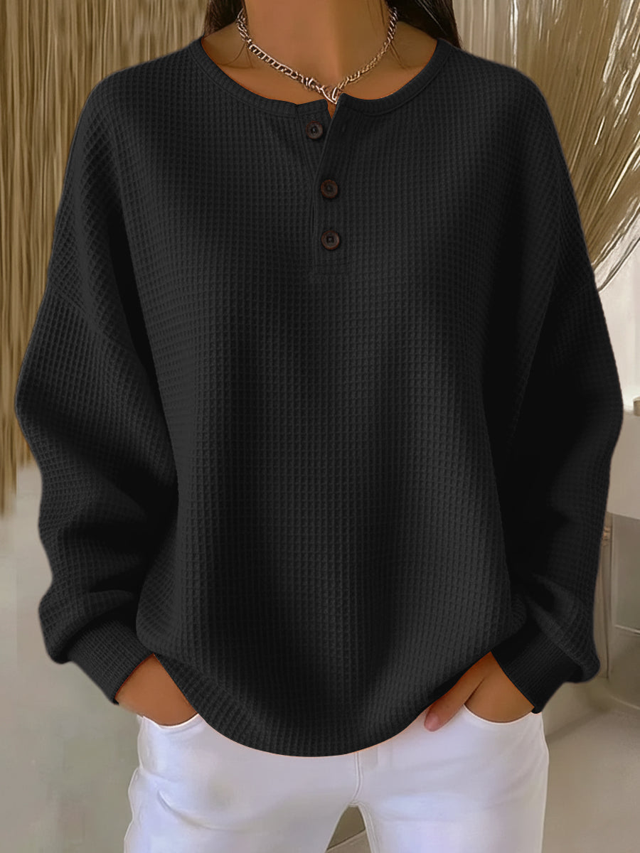 Felpa Henley a nido d'ape Arancione | Aurella Milano