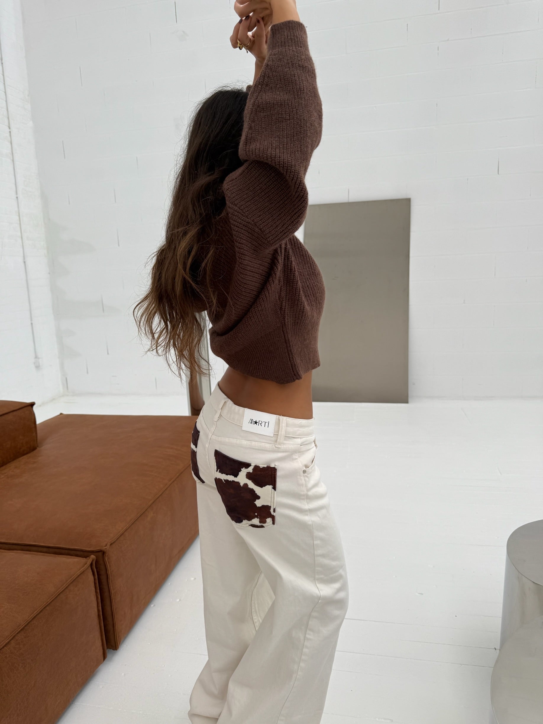 Pantaloni con stampa maculata, tonalità bianca