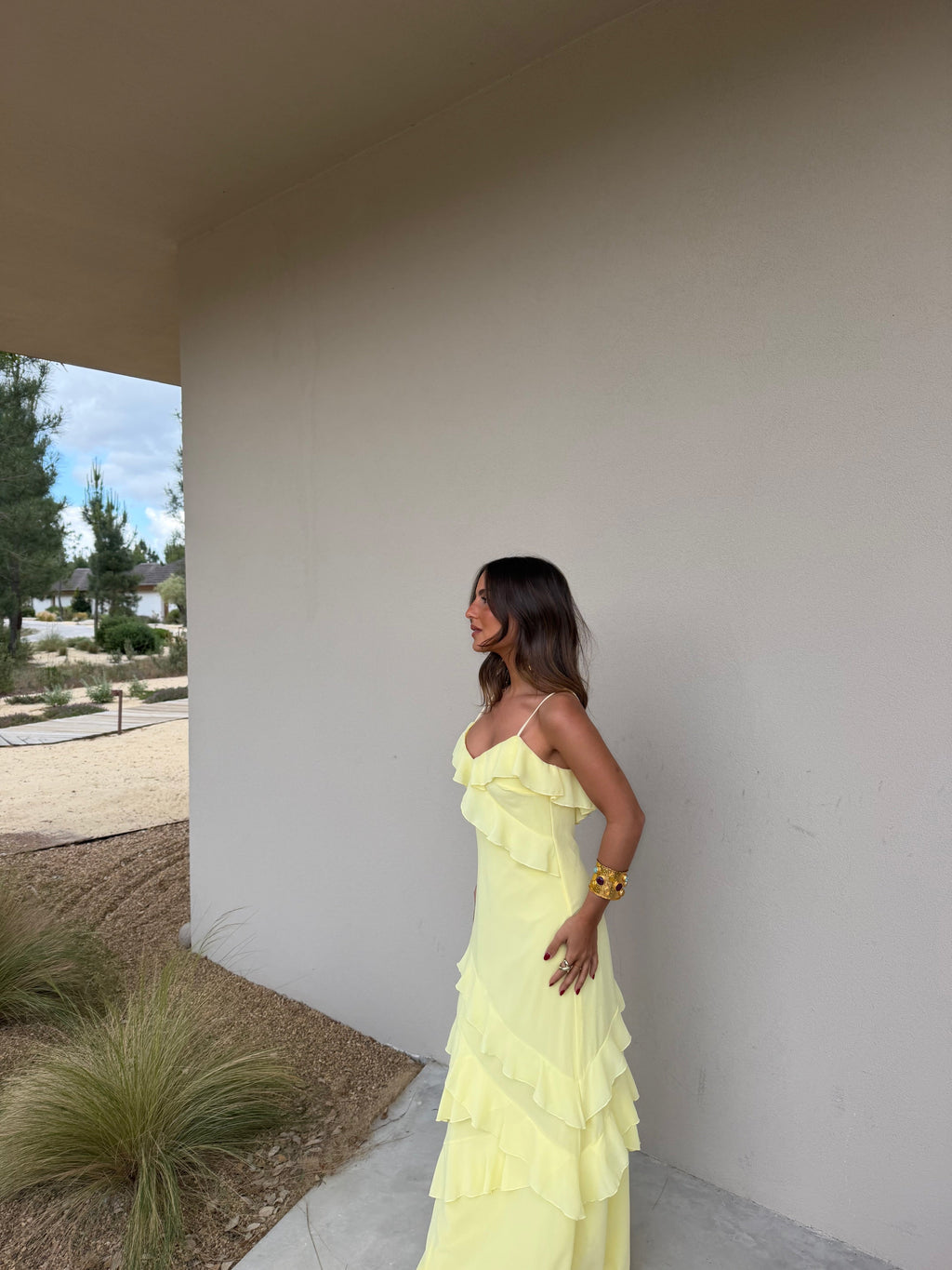 Abito foderato, tonalità giallo