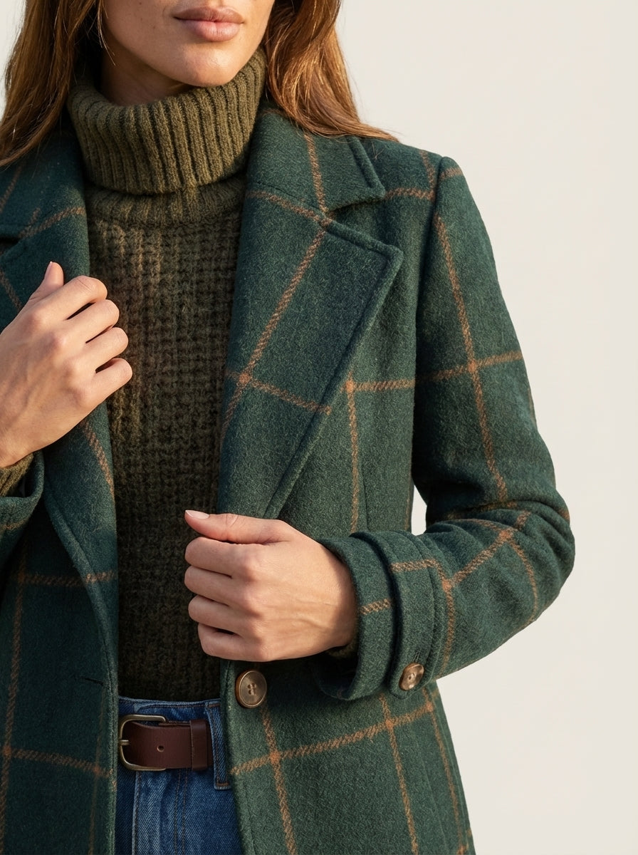 Valeria - Cappotto Elegante a Quadri in Lana | Aurella Milano