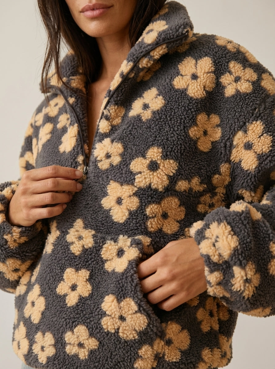 Daisy - Felpa in Pile Floreale | Aurella Milano