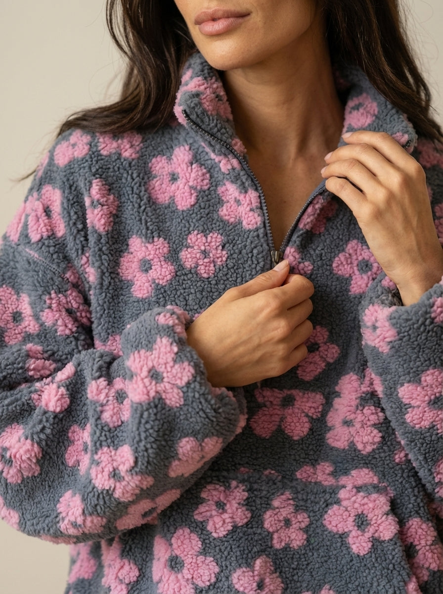 Daisy - Felpa in Pile Floreale | Aurella Milano