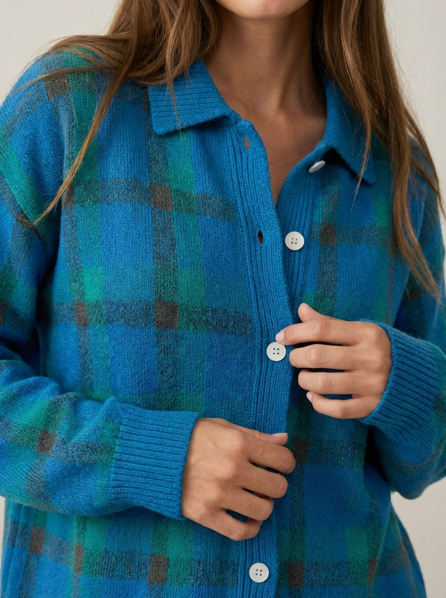 Anna - Cardigan Premium in Maglia a Quadri | Aurella Milano