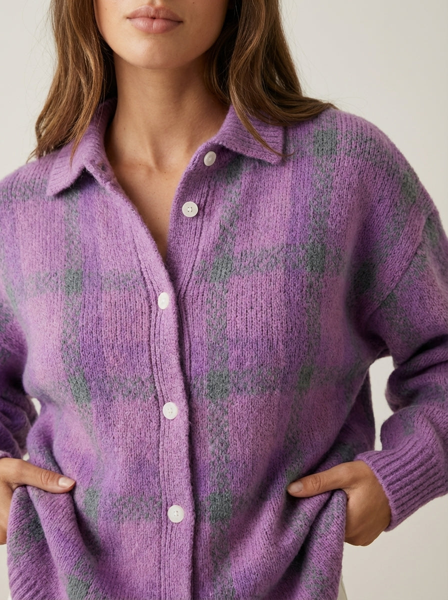 Anna - Cardigan Premium in Maglia a Quadri | Aurella Milano