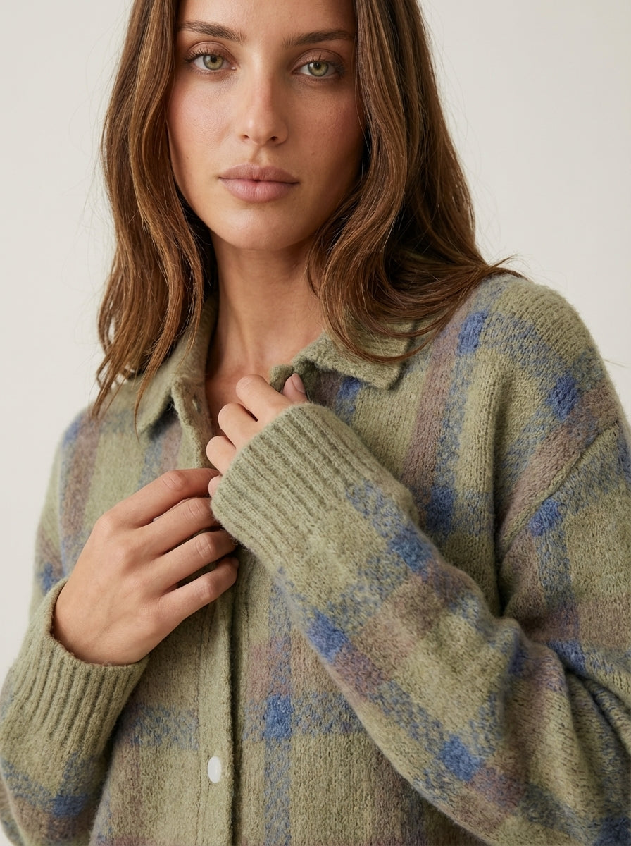 Anna - Cardigan Premium in Maglia a Quadri | Aurella Milano