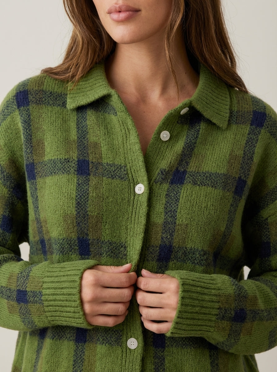 Anna - Cardigan Premium in Maglia a Quadri | Aurella Milano