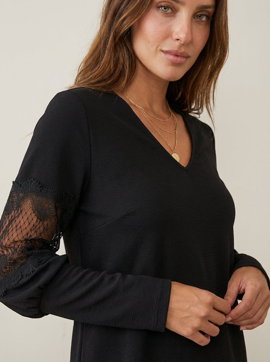 Eva - Abito Elegante in Pizzo con Scollo a V | Aurella Milano