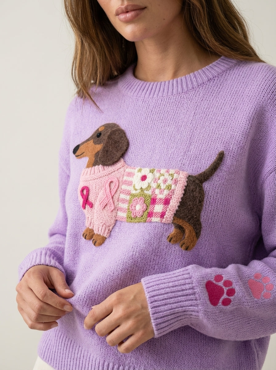 Olivia - Maglione in Maglia con Bassotto | Aurella Milano