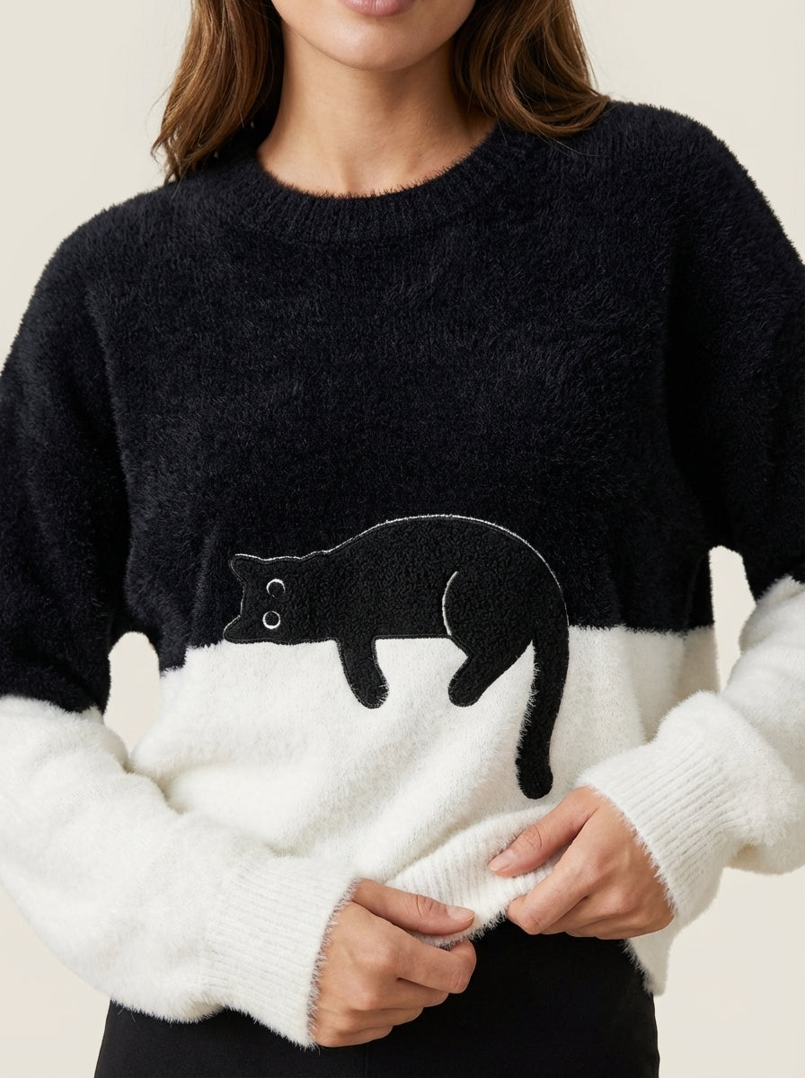 Luna - Felpa Donna con Stampa Gatto | Aurella Milano