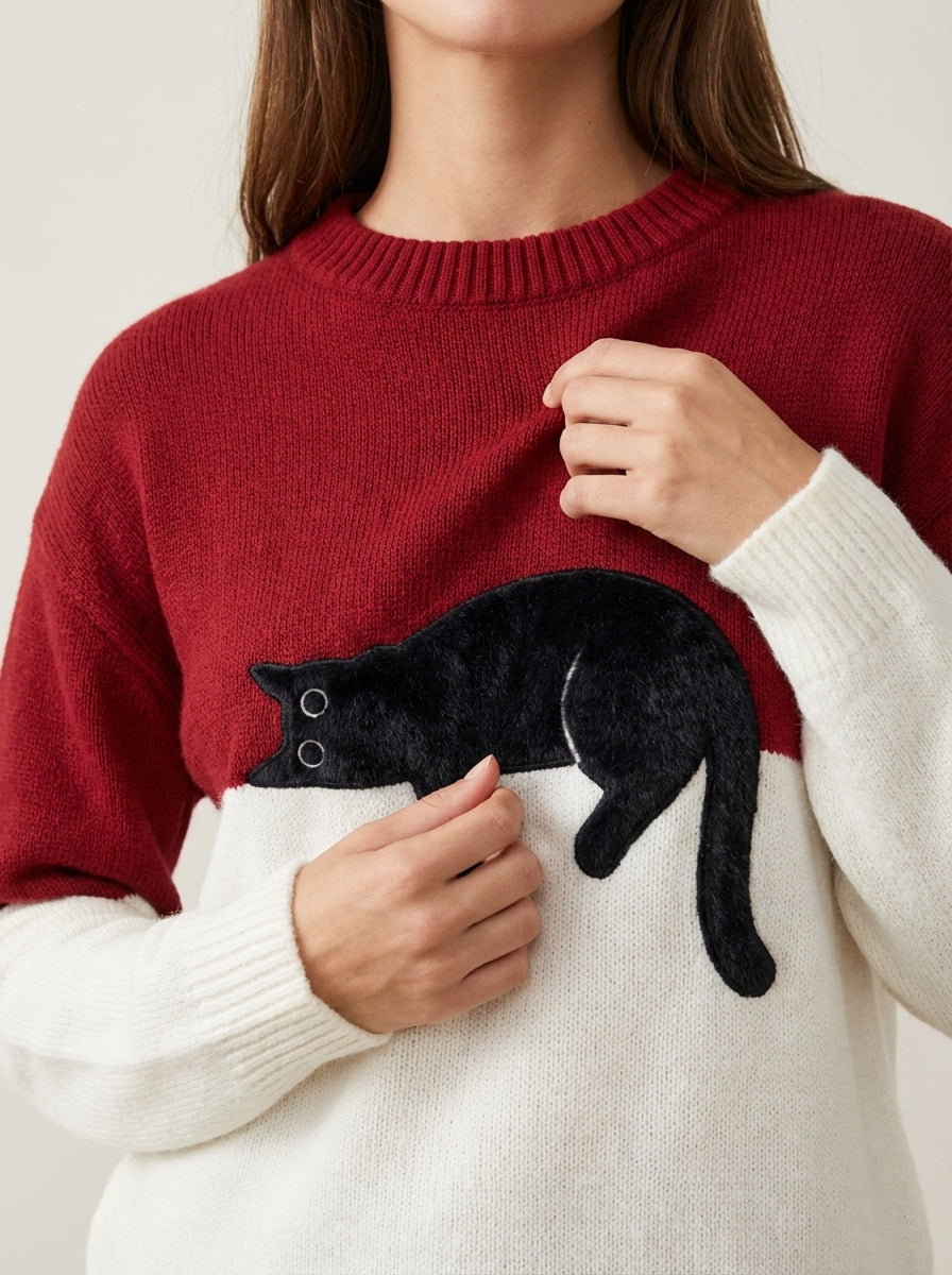 Luna - Felpa Donna con Stampa Gatto | Aurella Milano