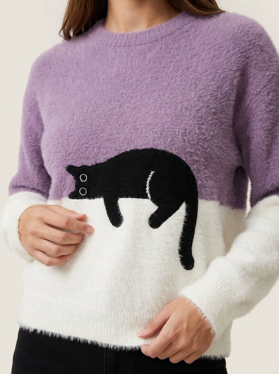 Luna - Felpa Donna con Stampa Gatto | Aurella Milano