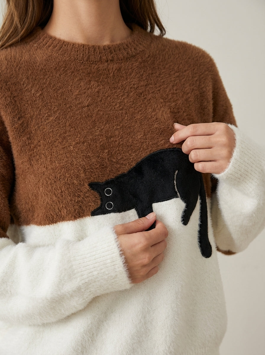 Luna - Felpa Donna con Stampa Gatto | Aurella Milano