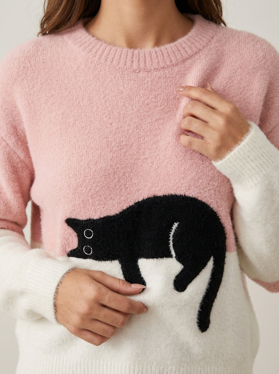 Luna - Felpa Donna con Stampa Gatto | Aurella Milano