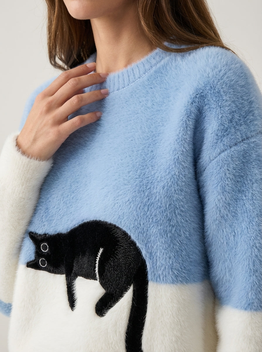 Luna - Felpa Donna con Stampa Gatto | Aurella Milano
