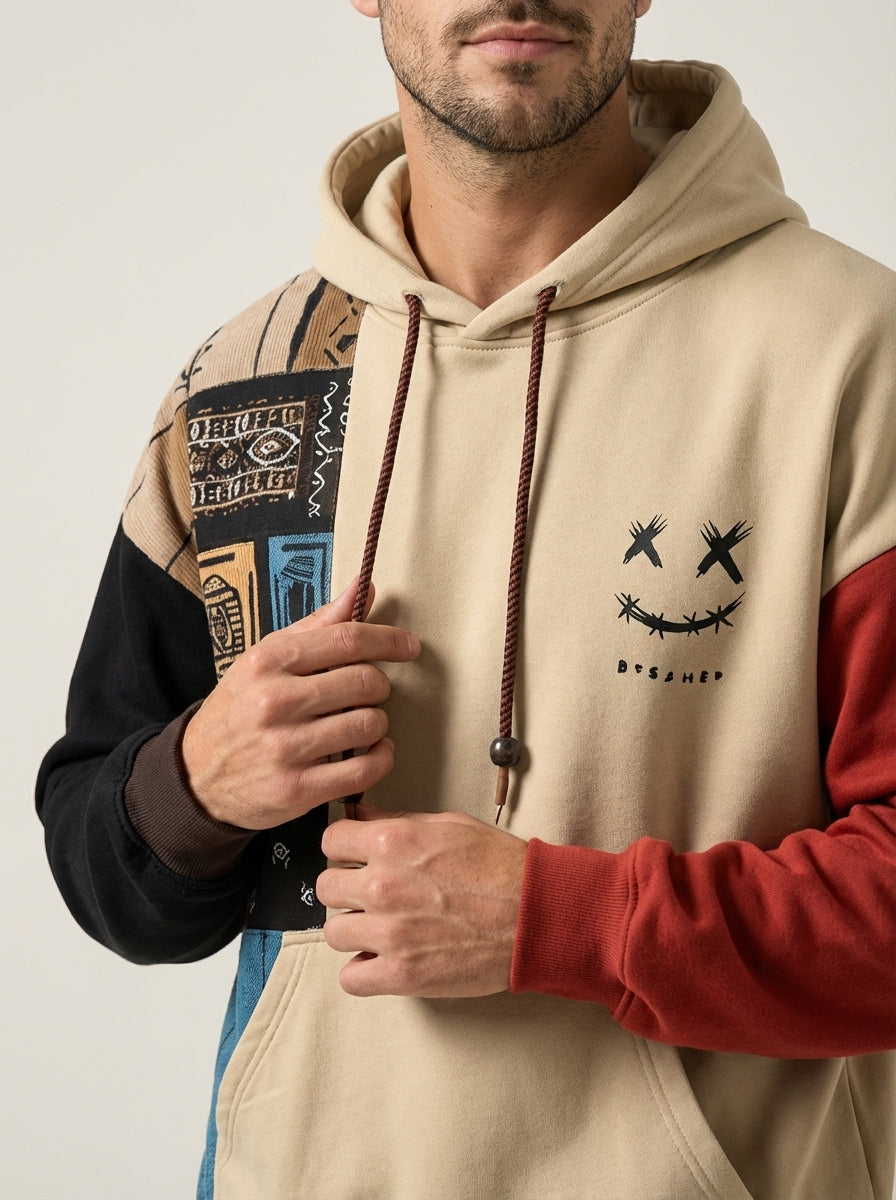 Alessio - Felpa Urban Patchwork con Cappuccio da uomo | Aurella Milano