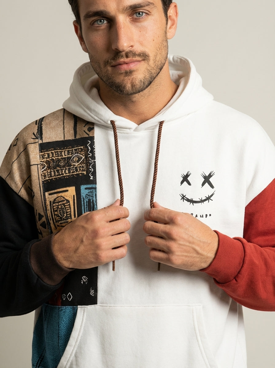 Alessio - Felpa Urban Patchwork con Cappuccio da uomo | Aurella Milano