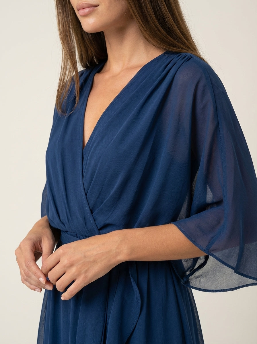Monica - Abito in Chiffon con Scollo a V | Aurella Milano