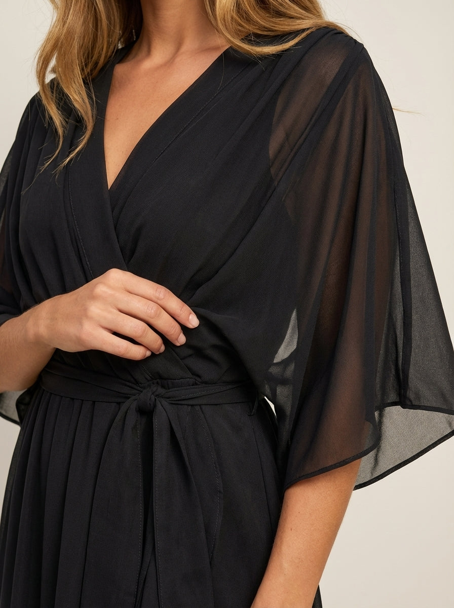 Monica - Abito in Chiffon con Scollo a V | Aurella Milano