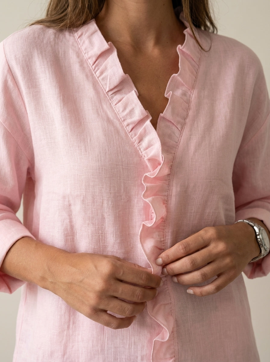 Indie - Blusa con Volant e Scollo a V | Aurella Milano