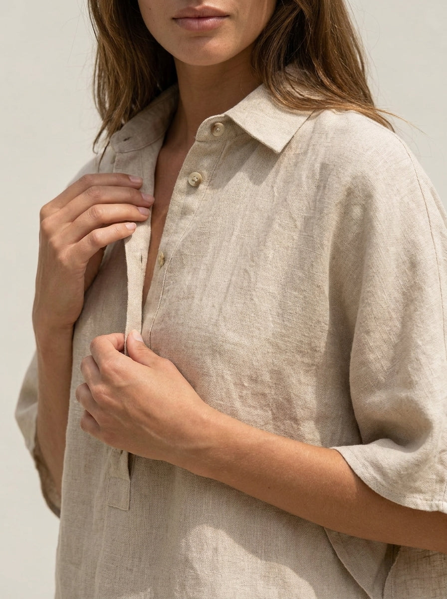 Maribel - Completo in Lino con Pantaloni Ampi | Aurella Milano