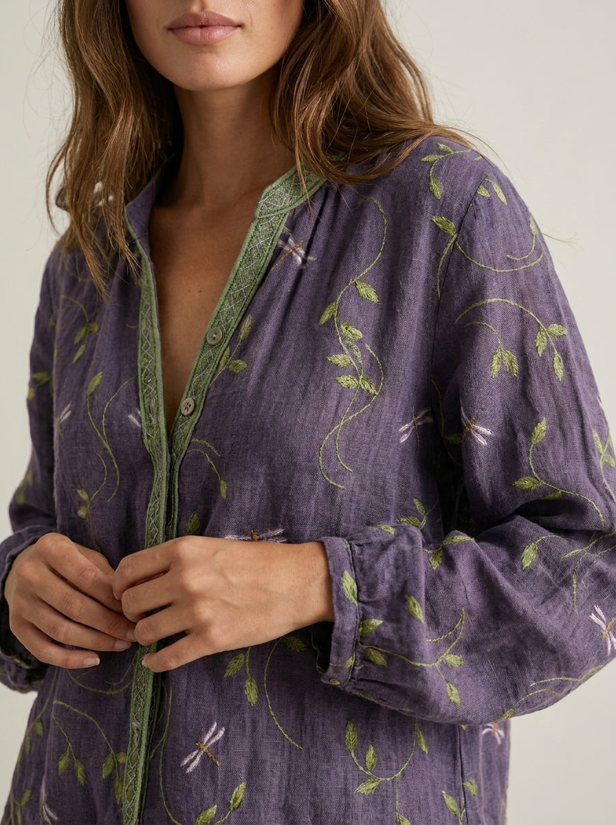 Brianna - Camicia Vintage con Stampa Floreale | Aurella Milano