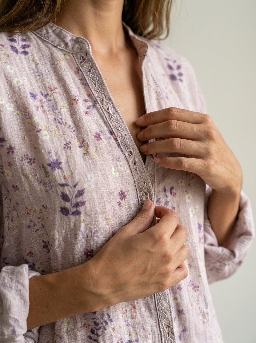 Brianna - Camicia Vintage con Stampa Floreale | Aurella Milano