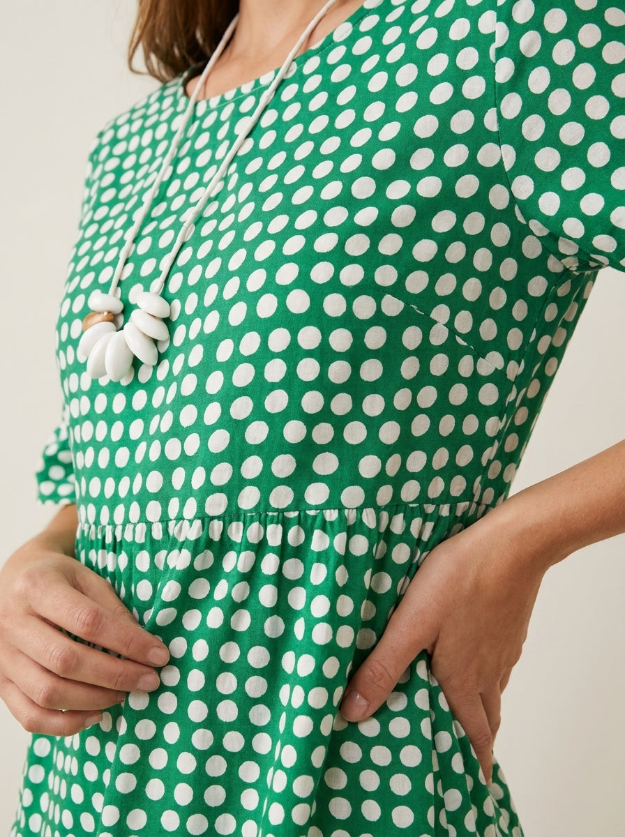Sara - Abito Midi a Maniche Corte | Aurella Milano
