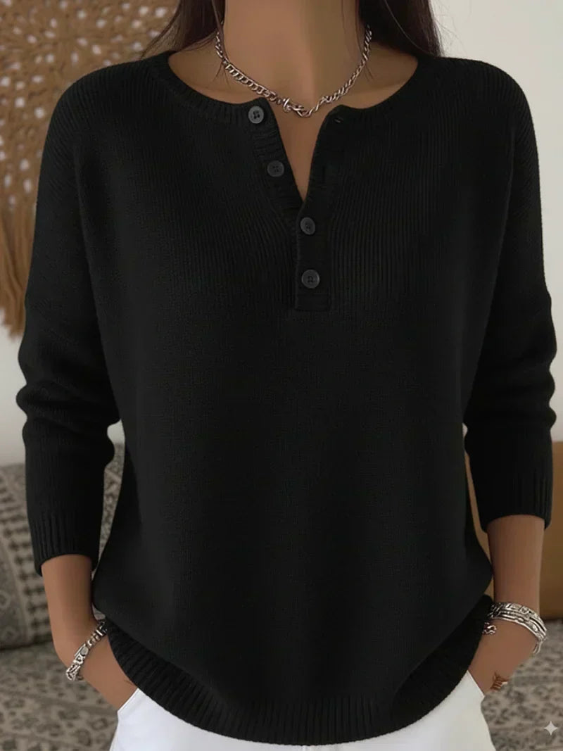 Maglione Henley con quattro bottoni Verde oliva | Aurella Milano