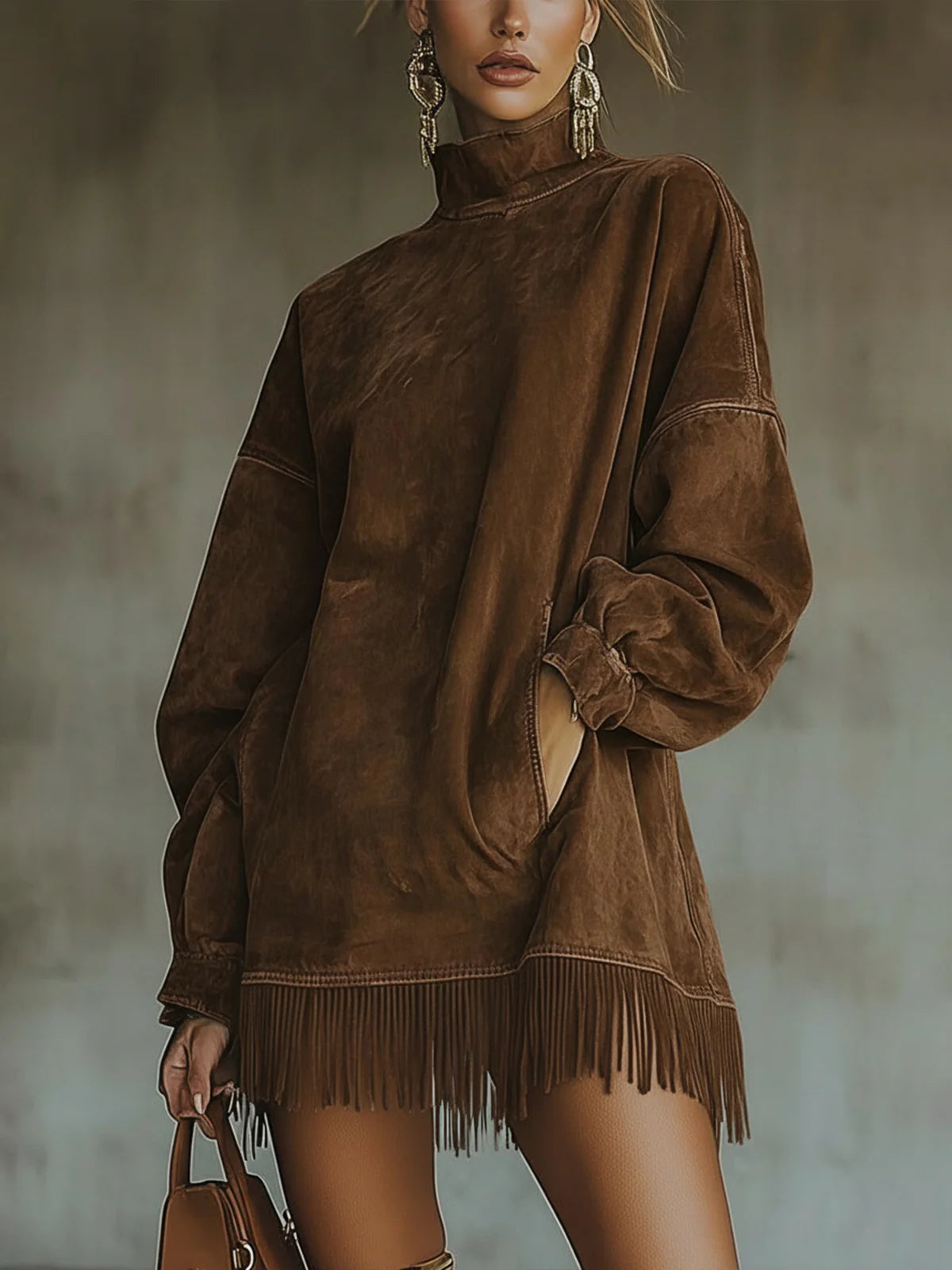 Susanna - Abito Boho con Frange - Verde | Aurella Milano