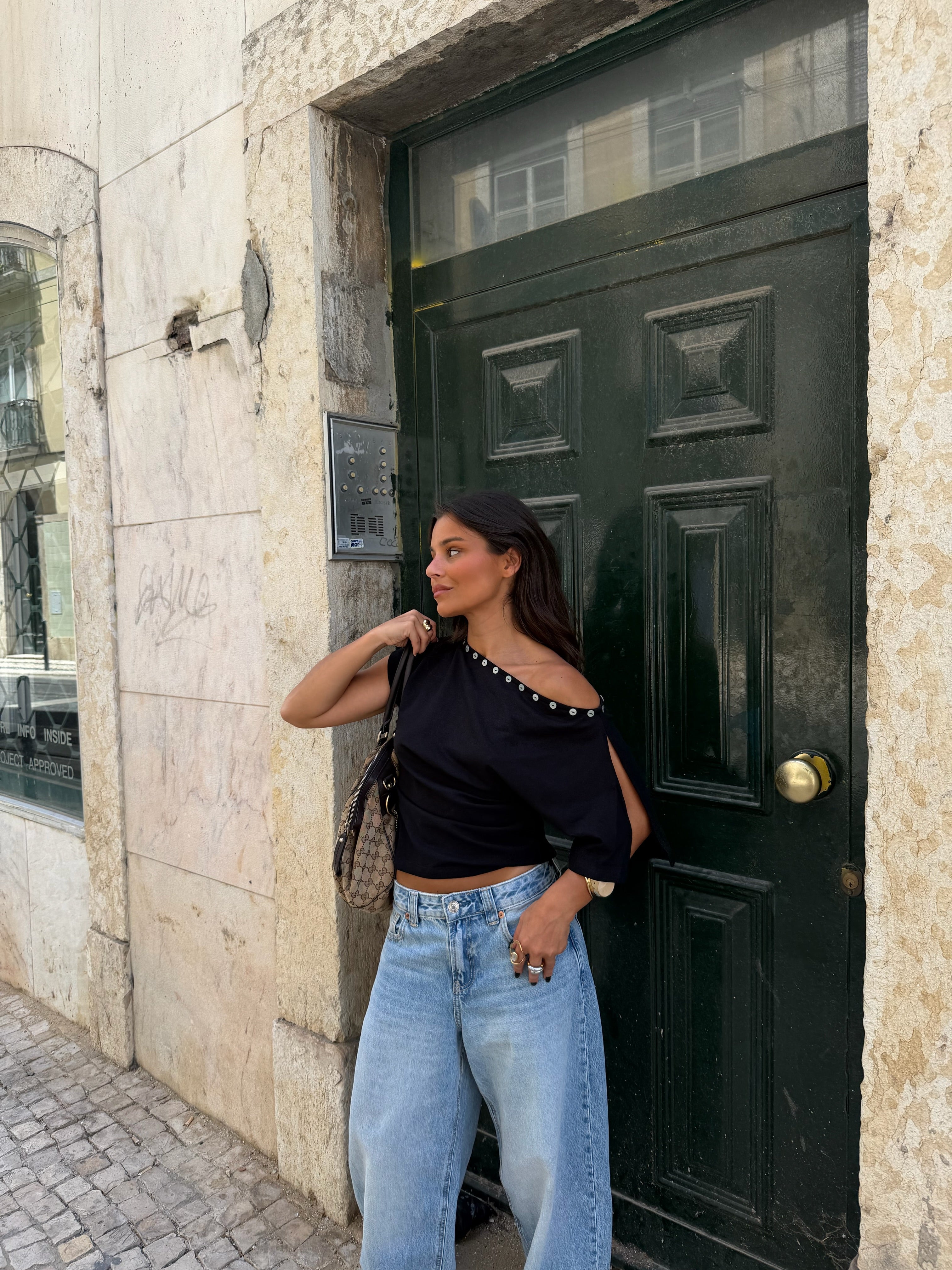 Top in cotone con bottoni