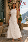 Abito lungo ricamato elegante Bianco | Aurella Milano