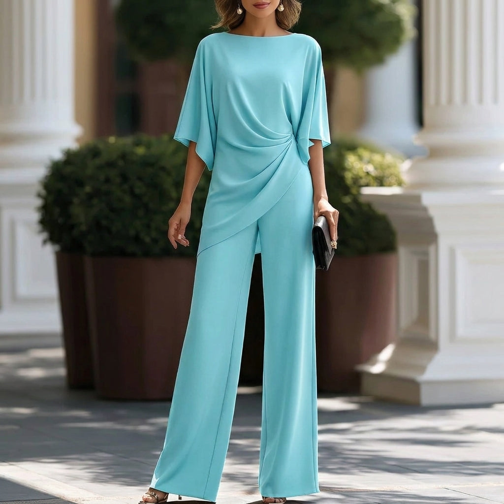 Gabriella | Completo con Blusa Drappeggiata e Pantaloni Ampi