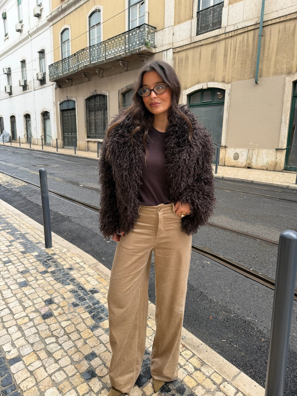 Pantaloni di velluto a coste beige