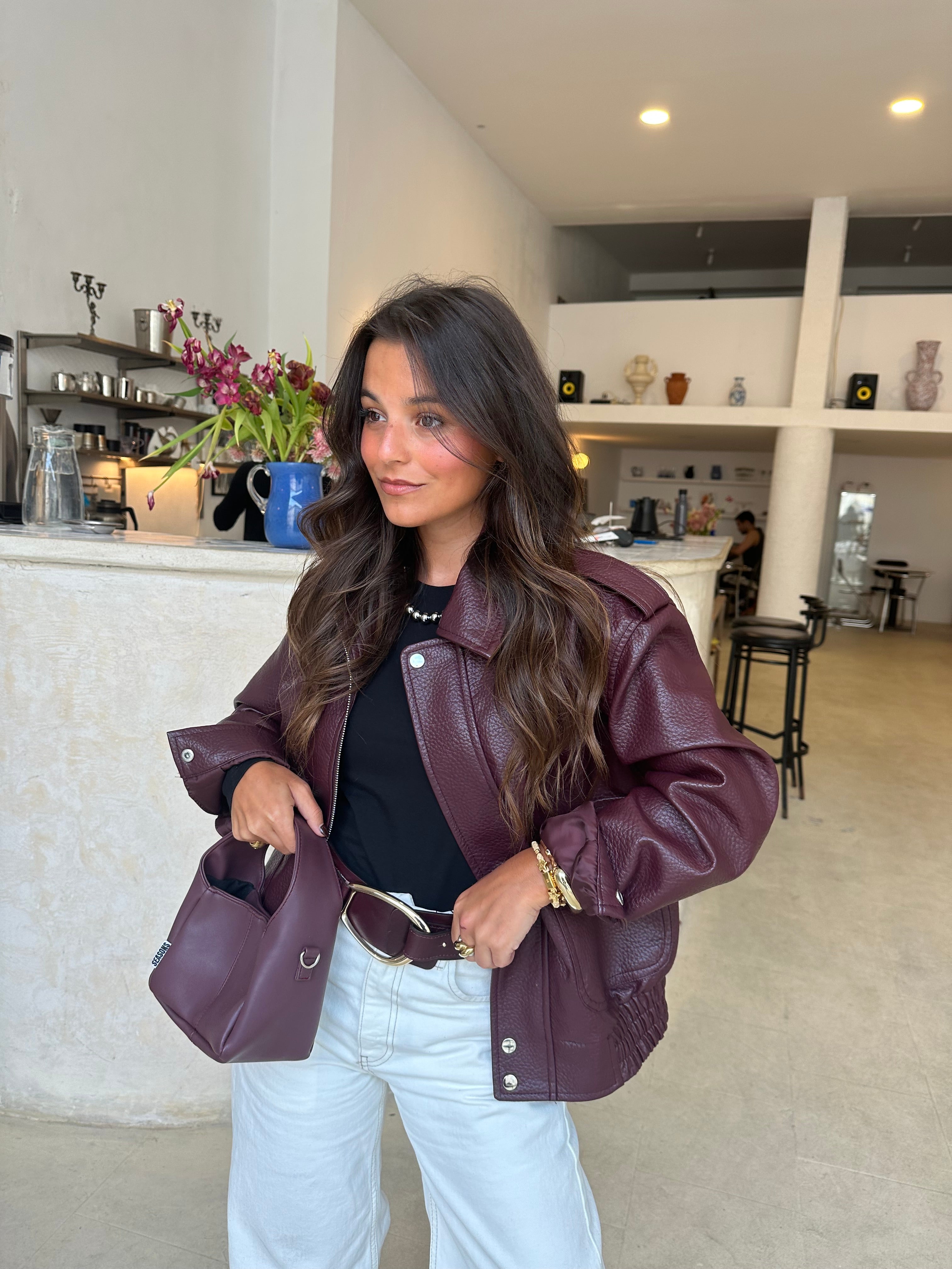 Giacca corta, tono bordeaux