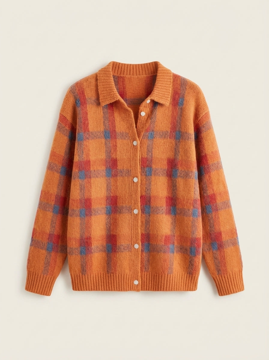 Anna - Cardigan Premium in Maglia a Quadri | Aurella Milano