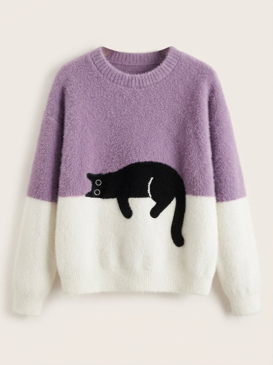 Luna - Felpa Donna con Stampa Gatto | Aurella Milano