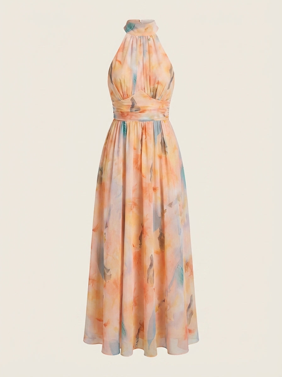 Ester - Abito Halter con Stampa Acquerello | Aurella Milano