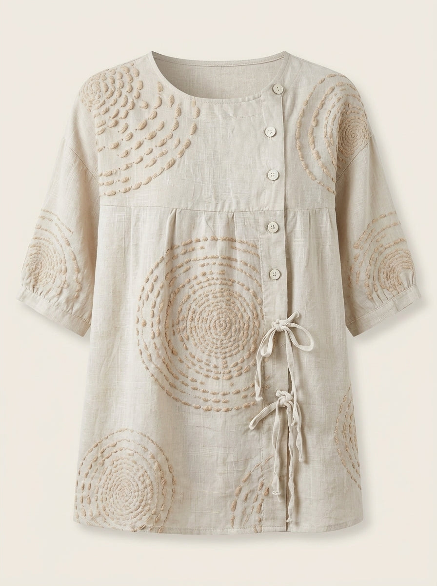 Mara - Blusa Casual con Ricami Geometrici | Aurella Milano