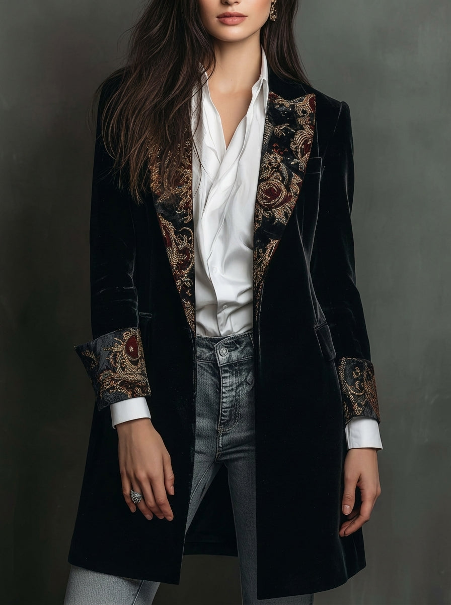 Marta – Blazer Slim con Motivo Barocco
