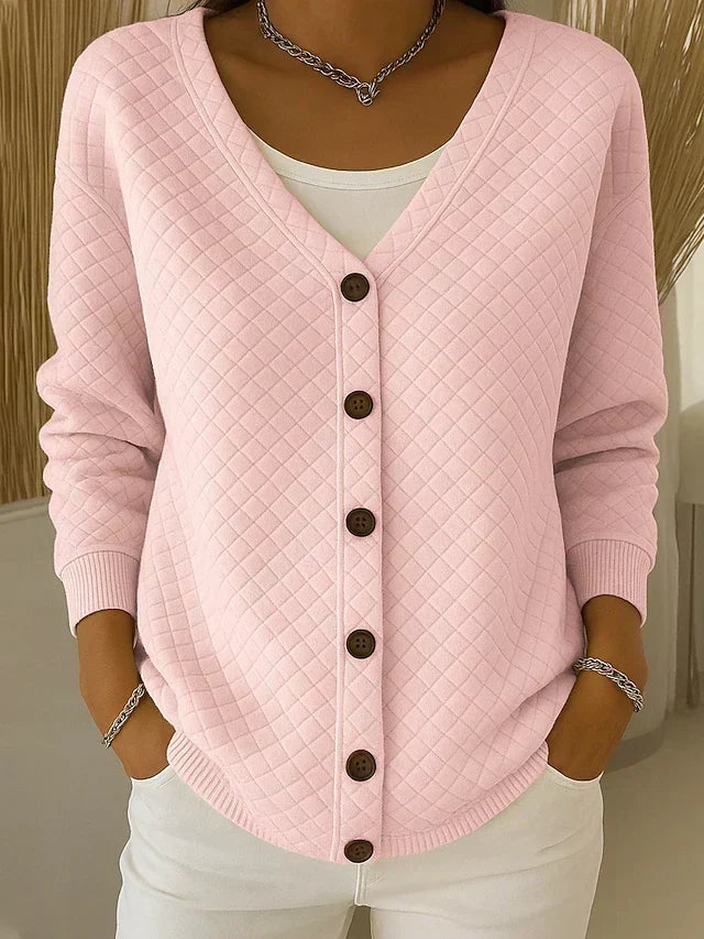 Cardigan trapuntato con bottoni Rosa | Aurella Milano