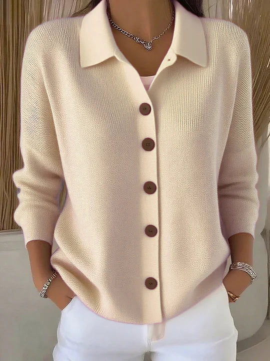 Cardigan a collo alto in maglia liscia