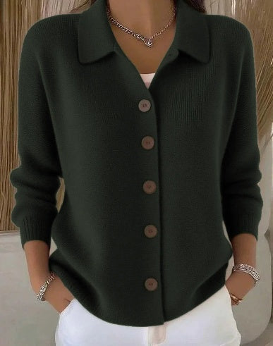 Cardigan a collo alto in maglia liscia