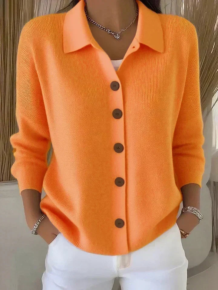 Cardigan a collo alto in maglia liscia