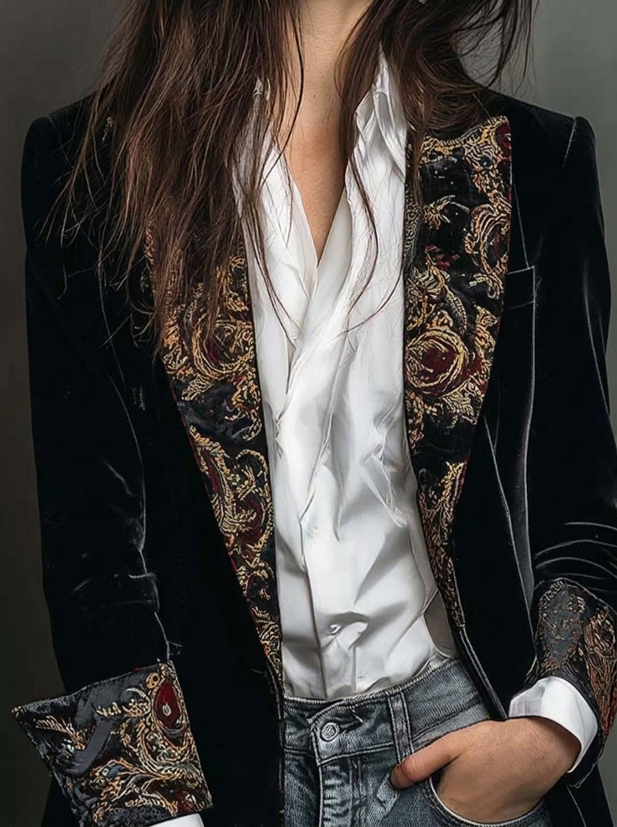 Marta – Blazer Slim con Motivo Barocco