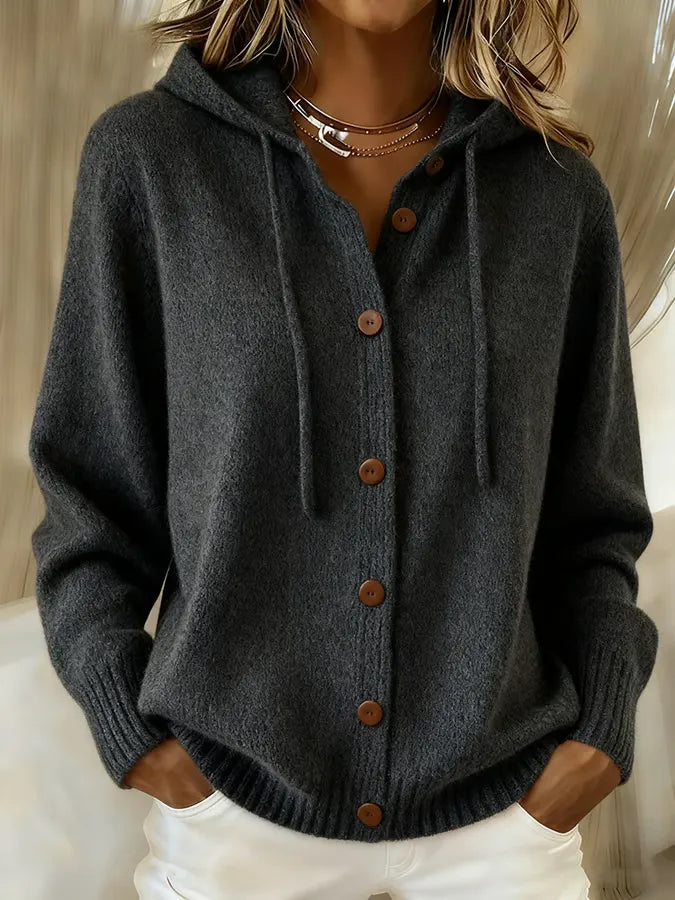 Cardigan con cappuccio e bottoni Rosa | Aurella Milano