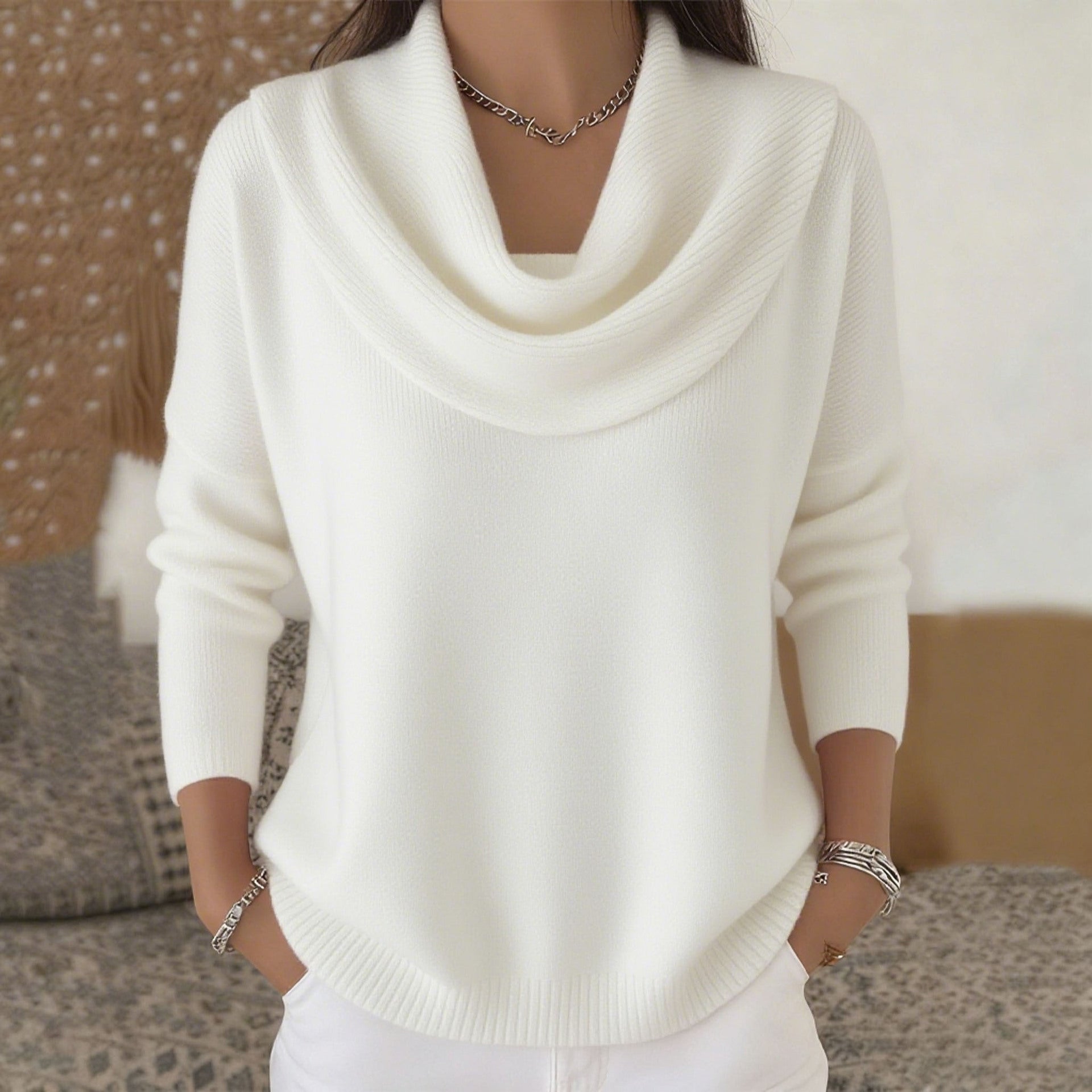 Maglione con colletto drappeggiato