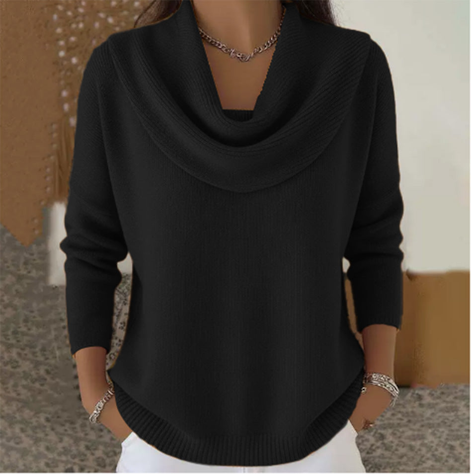 Maglione con collo drappeggiato Rosso | Aurella Milano